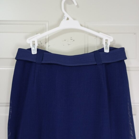 Adolfo Dominguez Skirt Midi With Fringe Hem & Belt Size 40 Womens Blue - Picture 5 of 10